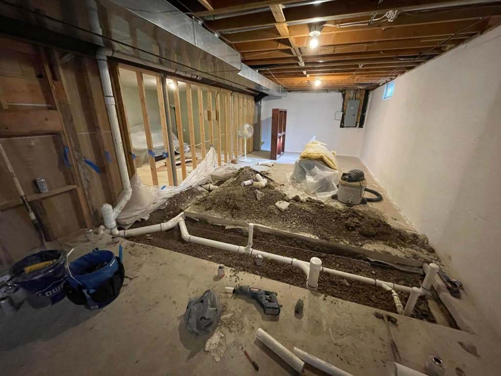 Pierce LLC performing site work and installation of PVC for new bathroom group in New Albany, OH