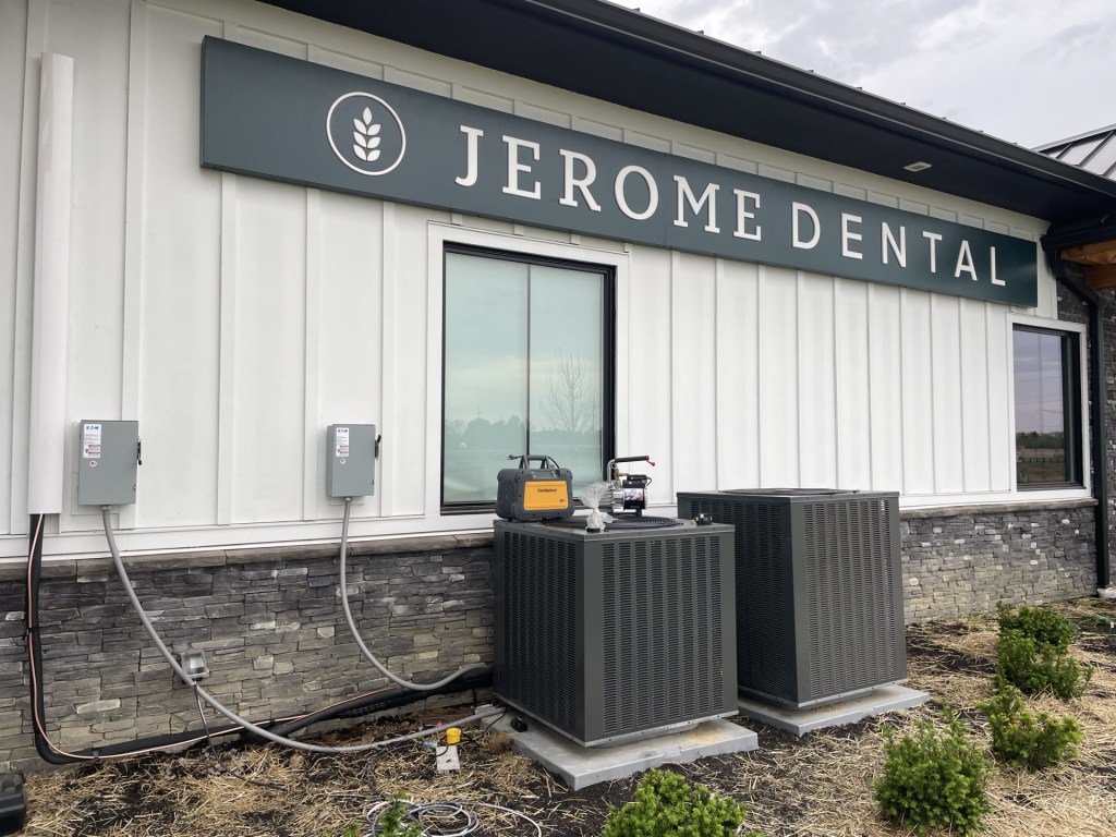 Pierce LLC relocating refrigeration lines and providing support in HVAC repair operations in Plain City, OH.